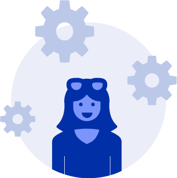 Blue Woman Icon With Gears