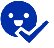Smile Icon with Tick Blue
